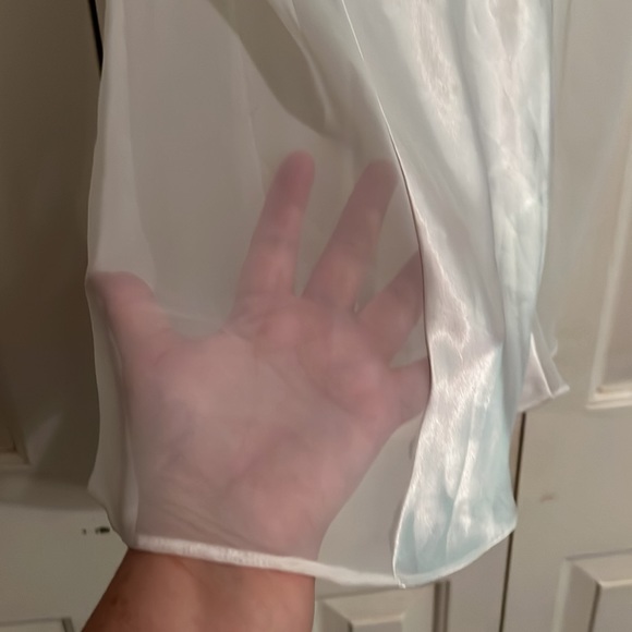 Vintage Seductive Wear by Cinema Exoile White Shear Satin Teddy. Size large. - Picture 5 of 10